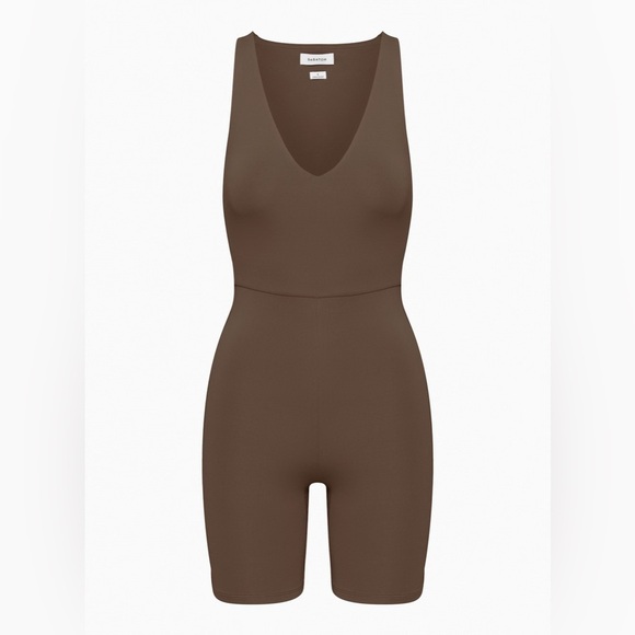 Aritzia Babaton Contour V-neck Romper Brown Size Extra Large - Picture 6 of 11
